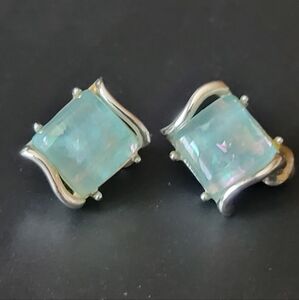 Coro Silver and Blue Earrings